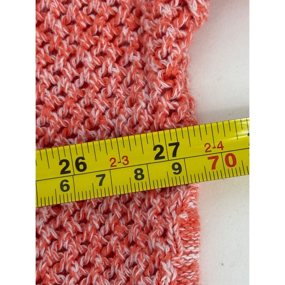 Lane Bryant Women Sz 26/28 Coral Marl Cotton V-Neck Open Knit Oversized Sweater